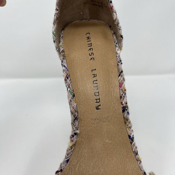NWOT Chinese Laundry Womens Avenue Platform Heel Shoes Y2K Sz 8.5 Pink Tweed - Picture 6 of 16
